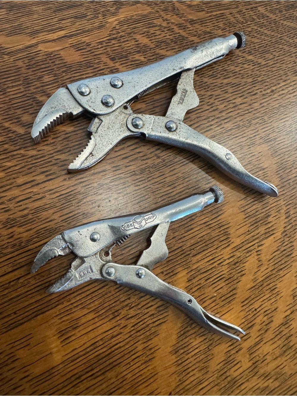 2 vintage Locking Pliers in usable condition Vise Grip USA & made in Taiwan set
